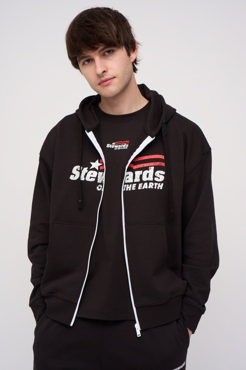 AMERICANA OVERSIZED ZIP HOODIE - STEWARDS - 1003-MET-610-XS