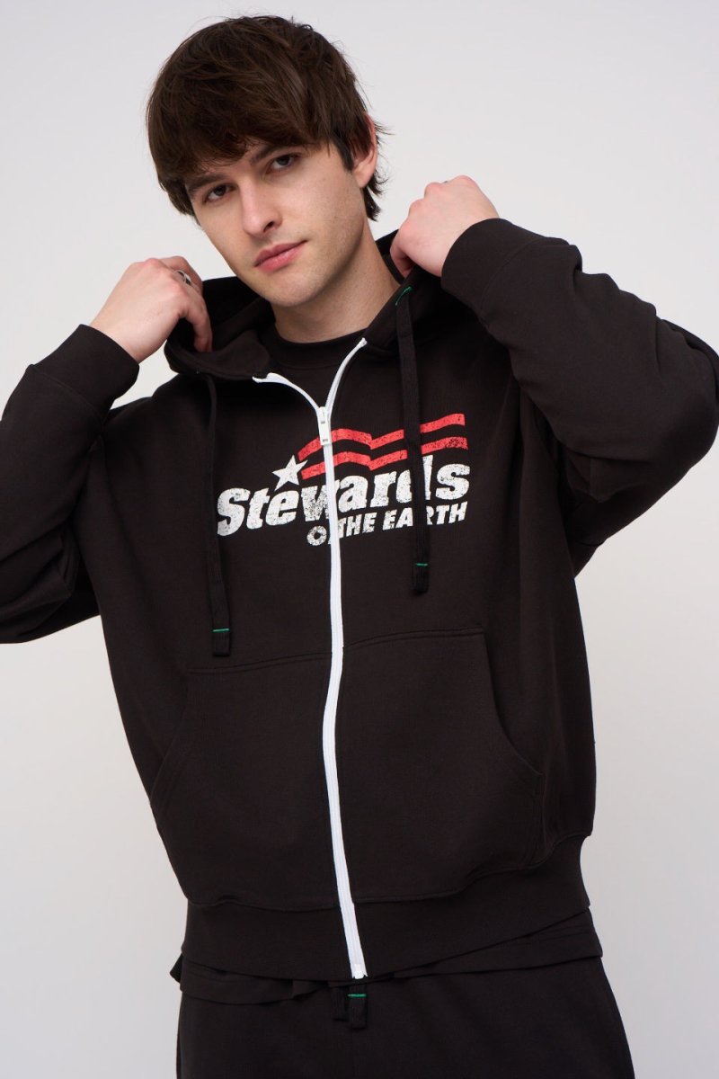 AMERICANA OVERSIZED ZIP HOODIE - STEWARDS - 1003-MET-610-XS