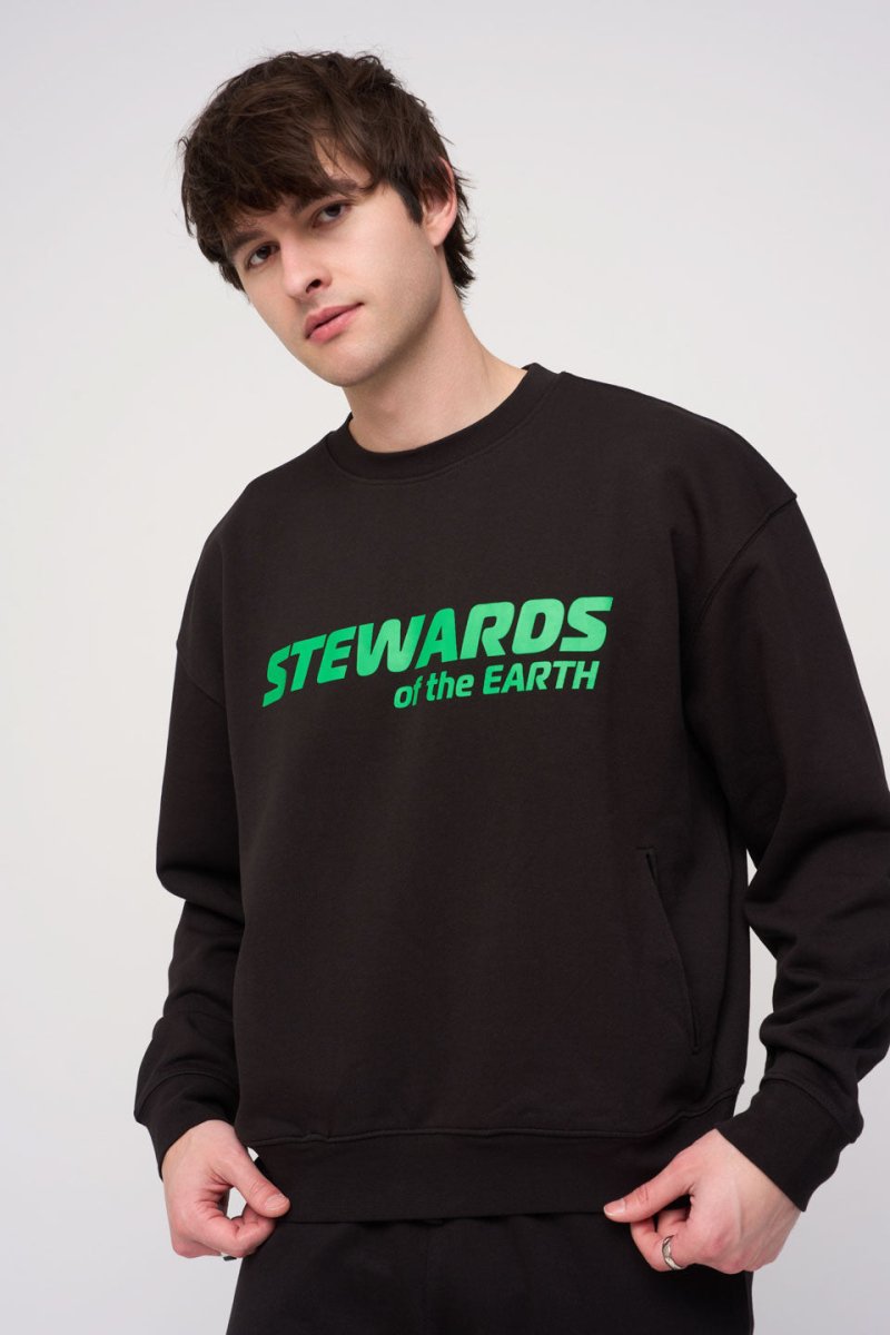 Oversized Sweatshirt · Sport Logo · Black - STEWARDS - 1004-MET-302-LG