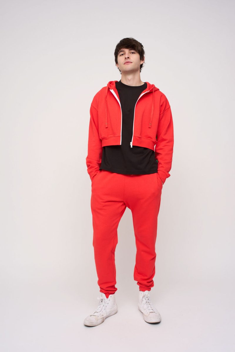 Cropped Zip Hoodie · Sport · Red - STEWARDS - 1018-PRD-102-LG