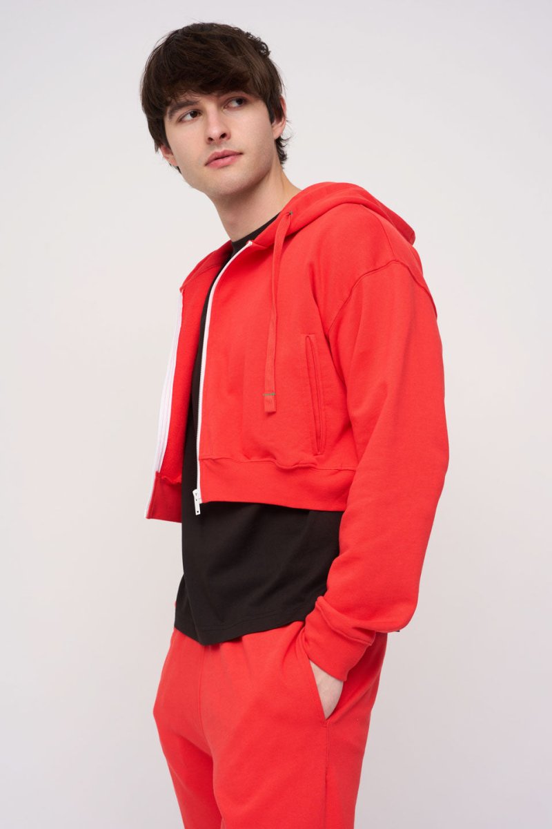 Cropped Zip Hoodie · Sport · Red - STEWARDS - 1018-PRD-102-LG