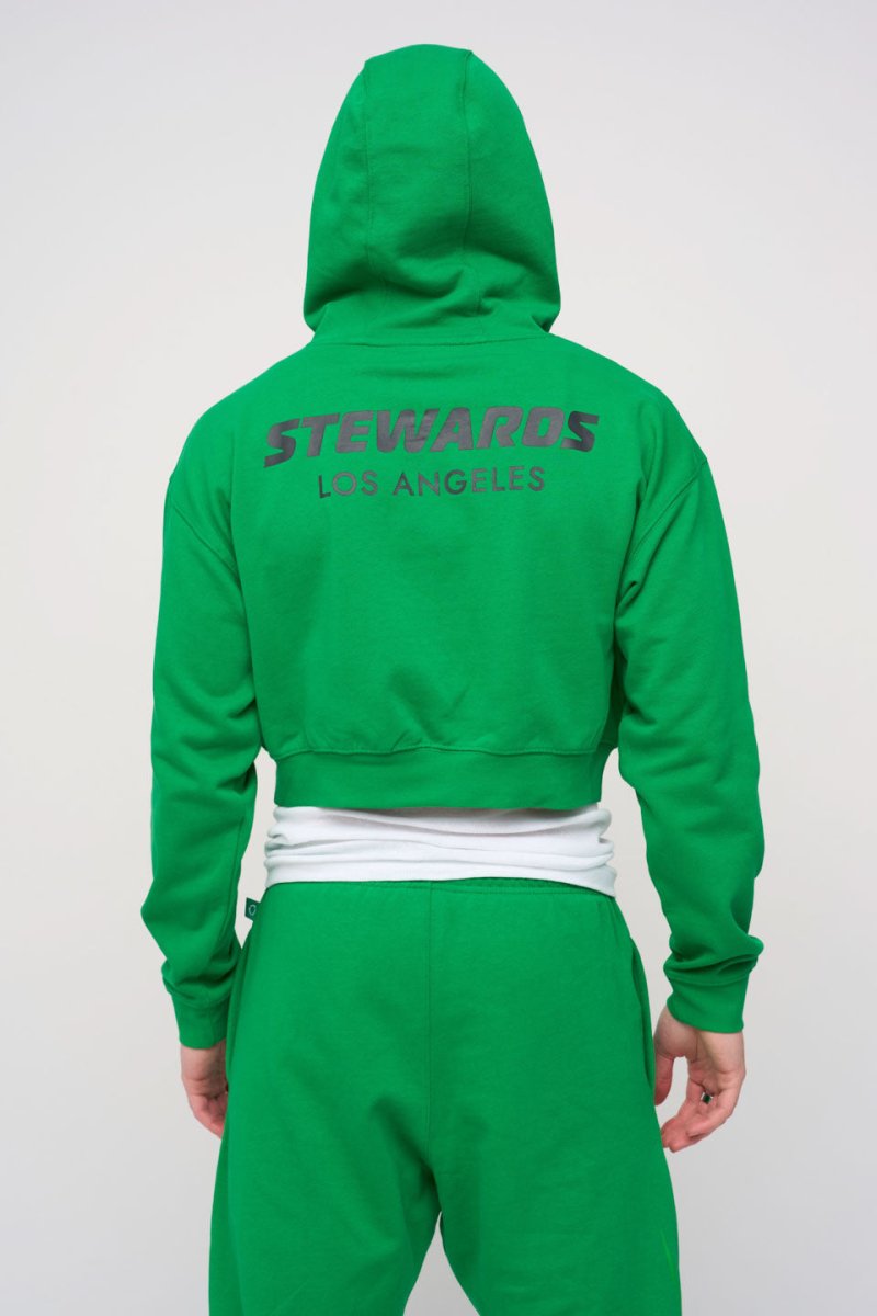 Cropped Hoodie · Stewards LA · Green - STEWARDS - 1009-FGR-212-LG