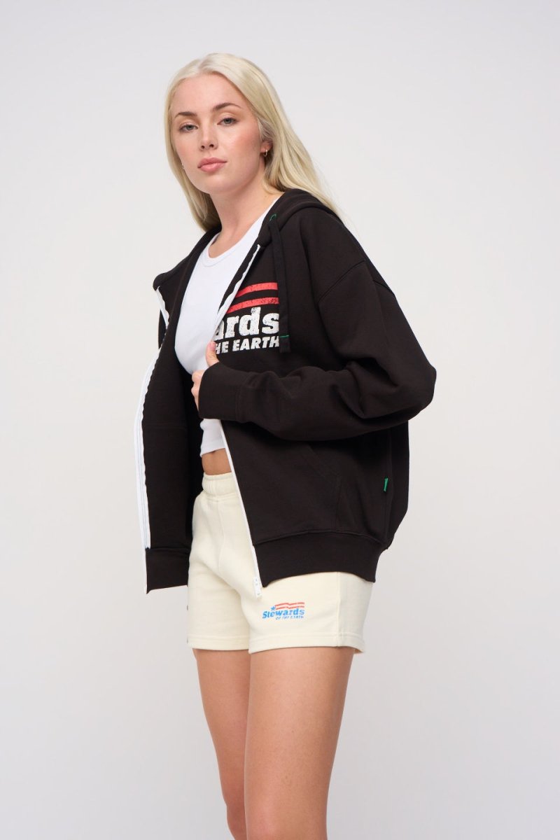 AMERICANA OVERSIZED ZIP HOODIE (Women) - STEWARDS - 1003-MET-610-XS