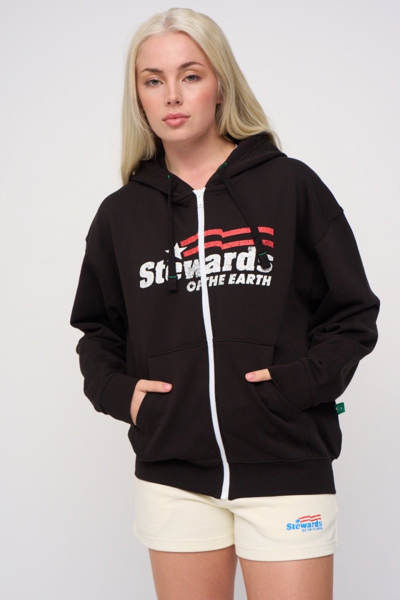 AMERICANA OVERSIZED ZIP HOODIE (Women) - STEWARDS - 1003-MET-610-XS