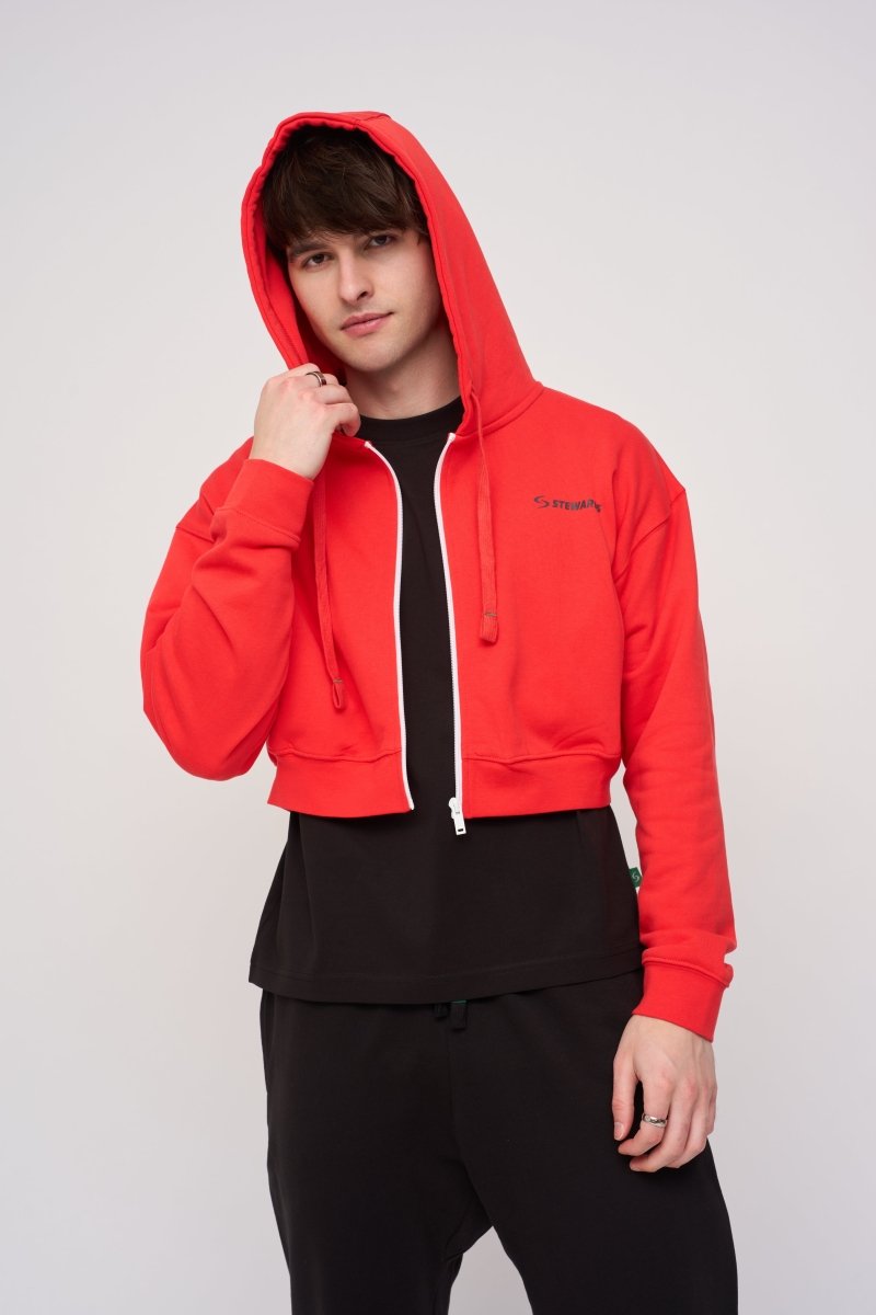 Cropped Zip Hoodie · Orbit · Red - STEWARDS - 1018-PRD-204-XS