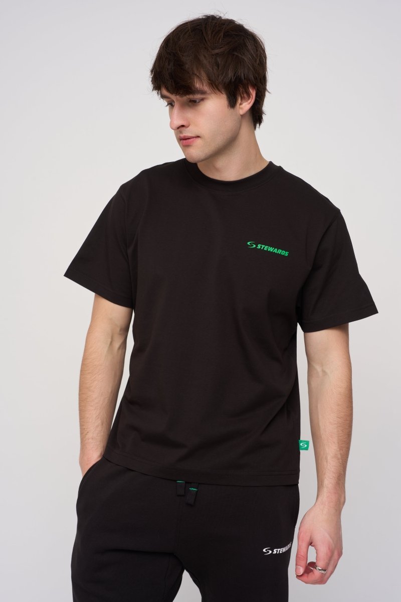 Relaxed Cotton Tee · Orbit · Black - STEWARDS - 1005-MET-304-XS