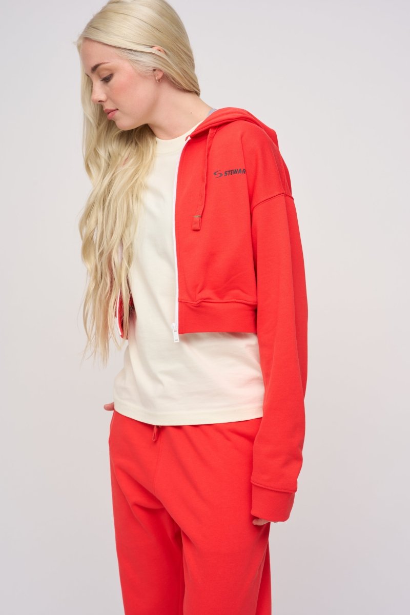 Cropped Zip Hoodie · Orbit · Red - STEWARDS - 1018-PRD-204-XS