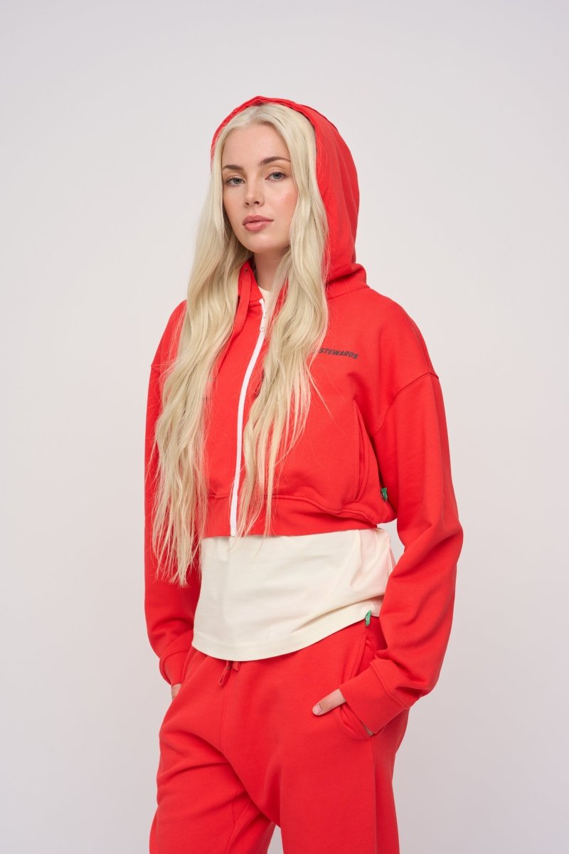 Cropped Zip Hoodie · Orbit · Red - STEWARDS - 1018-PRD-204-XS